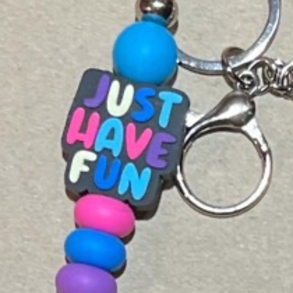 Silicone Bead Keychain - "Just Have Fun" - Picture 2 of 2